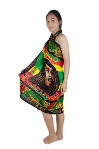 ผ้าโสร่งพิมพ์ลายสำหรับผู้หญิง Bob Marley Sarongs ผ้าคลุมชายหาดจากโรงงานในประเทศไทย - Product Image 3