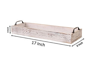 Bandeja de servicio rectangular de madera maciza duradera con asas de metal Bandejas de madera de mango de uso multiusos a precio de fábrica competitivo - Product Image 2