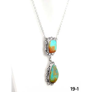 Collier en argent sterling plaqué or, inspiré du sud-ouest, avec turquoise et motif floral bohème, chaîne à maillons en alliage - Product Image 2