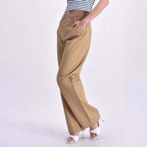 Pantalones vaqueros elásticos de pierna regular de cintura alta informales holgados de algodón para mujer, ropa de calle personalizada, pantalones holgados de pierna ancha informales de Hip Hop para mujer - Product Image 2