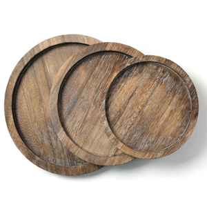 Plateau de service en bois de manguier pour usage domestique Table basse ottomane Hôtel Restaurant Plateau décoratif rustique à bougies - Product Image 4