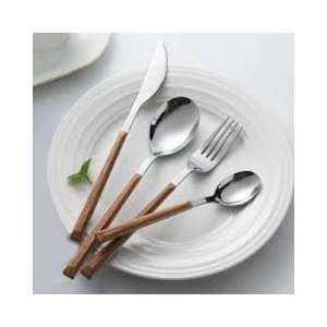 Juego de Cubiertos de Acero Inoxidable de Primera Calidad, Juego de Cubiertos Pesados con Mango de Madera para Catering - Product Image 1