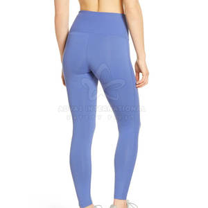 Leggings respirants de haute qualité à taille mi-haute pour femmes, sur mesure, motif uni, en Spandex/Polyester, avec fermeture élastique à la taille - Product Image 4