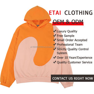 Sweat à capuche épissé en coton épais de haute qualité, mode décontractée, coupe et couture, sweats à capuche personnalisés - Product Image 4