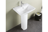 Lavabo moderne en céramique pour salle de bain d'appartement d'hôtel avec égouttoir Colonne d'installation Lavabo pour villas et toilettes
