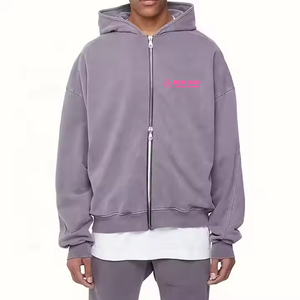 Sudadera con capucha cálida con cremallera para hombre Sudadera con cremallera informal con estilo para ropa de calle French Terry 450 GSM Sudadera con cremallera de gran tamaño para hombre - Product Image 2