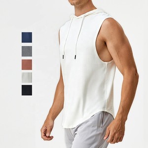 OEM Personnaliser Bambou Blanc Workout Fitness Gym Sans Manches Muscle Sports Musculation À Capuche Débardeurs Pour Hommes - Product Image 1