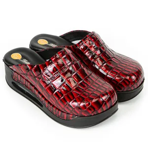 Red Textured Shiny Pattern Air Clogs Women Nursing Shoe Nurse Shoe Slipper Anatomic Premium Quality from Turkey