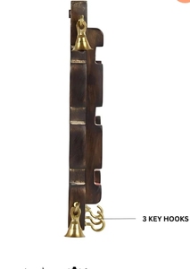 In-Key-Geneous Madhubani llavero pintado a mano en Sheesham y madera de teca 6 ganchos soporte de correo montado para la pared del hogar - Product Image 5