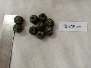 Cuentas de Vidrio Millefiori Recicladas Hechas a Mano y Ecológicas, Diseños de Comercio Africano, Color Verde, para Diseñadores de Joyería y Tiendas - Product Image 5