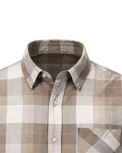 Camisa a Cuadros para Hombre, Manga Larga, Estilo Casual de Franela, Color Beige Marrón Claro, Fabricante Personalizado, Venta al por Mayor, OEM - Product Image 5