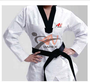 Uniformes professionnels de Taekwondo Polyester doux/coton respirant léger vêtements d'arts martiaux durables Logo personnalisé unisexe - Product Image 1