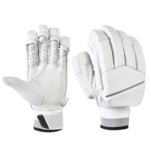 Guantes de Bateo de Cricket Unisex Blancos y Naranjas Transpirables de Poliéster para Adultos - Product Image 5