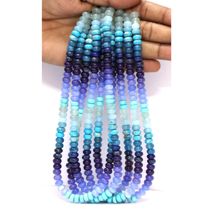 Perles Rondelles en Quartz Bleu Multi-Teintes : Pierres Précieuses de Qualité AAA pour la Confection de Bijoux - Product Image 4