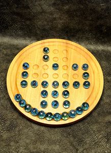 Solid <b>Wood</b> <b>Solitaire</b> <b>Game</b> with Marble Pegs Wholesale Bulk Polished Finish - Product Image 2