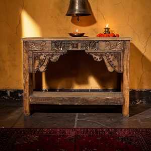 Handmade Carved <b>Console</b> <b>Table</b> Luxury and Rustic Solid Wood and <b>Marble</b> Furniture for Living Room Entry Villa Bedroom - Product Image 2