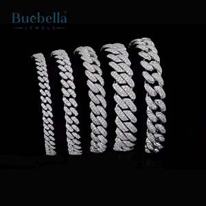 10mm Iced Out White Gold Plated 925 <b>Sterling</b> <b>Silver</b> Micro Paved Miami Cuban Link <b>Bracelet</b> <b>for</b> <b>Men</b> Moissanite <b>Bracelets</b> & Bangles - Product Image 2