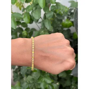 Natural Yellow Sapphire Oval Cut 10 Carat Rhodium Plated Fashion Tennis <b>Bracelet</b> <b>925</b> Sterling <b>Silver</b> Handmade Fine Gemstone - Product Image 2