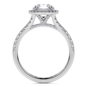 Bague de fiançailles SHREYA DIAM en moissanite, taille brillant rond, sertie à griffes, en argent 925 plaqué rhodium, style classique pour femme - Product Image 2