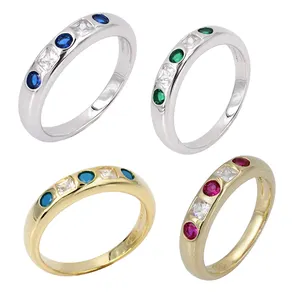 Cincin berlapis emas 14K zirkon gioielli donna anello di 925 sterling argento