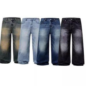 <b>Men's</b> Baggy Denim Sweatpants Custom <b>High</b> <b>Waist</b> Wide Leg, Light Washed Woven for Summer Casual - Product Image 2