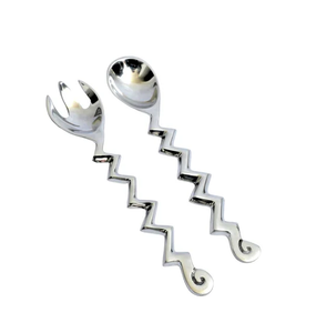 Servidor de ensalada hecho a mano, cubiertos de acero, servidor de ensalada con mango en zigzag para servir comida, cuchara de nuevo diseño - Product Image 1