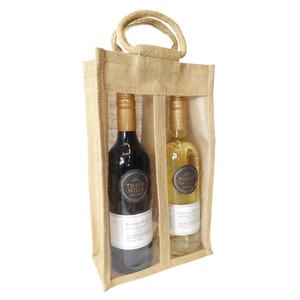 Sac de transport de bouteille de vin en jute de haute qualité avec poignée en ruban sac cadeau au meilleur prix pour couvercle de bouteille de vin - Product Image 1