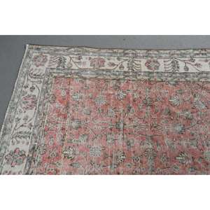 Alfombra de 6,5x10 pies, Alfombra Turca Vintage, Alfombra Ikat Roja y Gris - Product Image 4