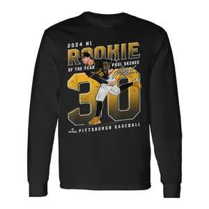 T-shirt à manches longues de baseball de Pittsburgh 2024, produit promotionnel du Rookie de l'année de la Ligue Nationale, Paul Skenes - Product Image 1