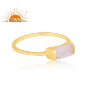 Latest Selling 925 Sterling <b>Silver</b> 18K Gold <b>Plated</b> Rainbow Moon Stone Gemstone Ring Demi Fine Jewelry For Women Gift For Her - Product Image 4