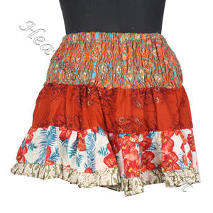 Best Summer Fashion Mini <b>Skirt</b>- Indian Vintage Sari Frill <b>Skirt</b> - Fashion Mini <b>Skirt</b> - <b>UK</b> Fashion Indian Boho Multi Colorful Min - Product Image 1