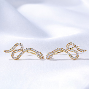 Jeulia Diamond Snake Design 18K Gold Plated Sterling <b>Silver</b> <b>Stud</b> Earrings - Product Image 5