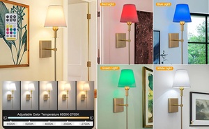 Tường ánh sáng Pin hoạt động sconce Bộ 2 không hardwired lịch thi đấu, tường sconce với từ xa Dimmable ánh sáng bóng đèn - Product Image 5