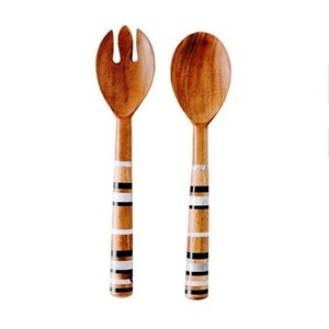 Juego de Servidores de Ensalada con Recubrimiento de Resina, Accesorios Únicos, Ecológicos, Aptos para Lavavajillas, Modernos, Utensilios para Ensalada de 11 Pulgadas, Hechos en India - Product Image 2