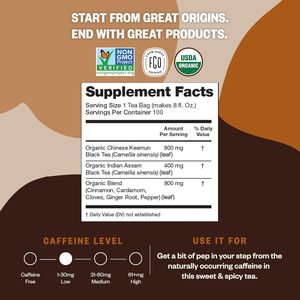 FGO Organic Chai <b>Tea</b>, 100 Count, Eco-Conscious <b>Tea</b> Bags - Product Image 3