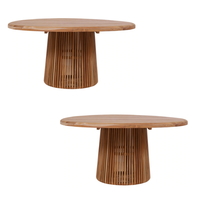 Table à manger élégante en bois de teck massif pieds de panier convertibles fabriqués à la main pour les intérieurs rustiques modernes Boho pour la maison hôtel