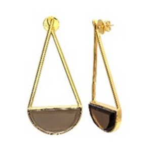 Boucles d'oreilles demi-rond en argent Sterling 925 avec pierres précieuses Smoky, nouvel arrivage - Product Image 1