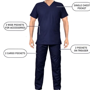 Cómodo conjunto de uniforme transpirable para mujeres, tela de algodón tejida para enfermeras, pantalones superiores médicos de Hospital con ajuste cómodo - Product Image 5