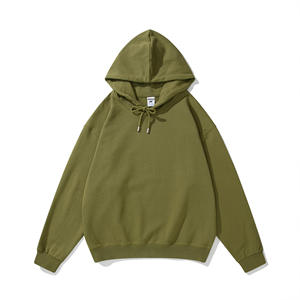 Sweat à capuche pour hommes lourds sweats à capuche en vrac coton impression personnalisée brodé surdimensionné pull-over éponge uni épais sweats à capuche - Product Image 5