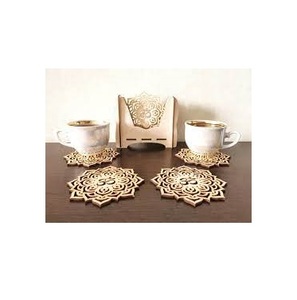 Sous-verres ronds modernes en bois découpés au laser pour thé, café, vin – Articles ménagers de haute qualité, vaisselle, dessous de verre - Product Image 1