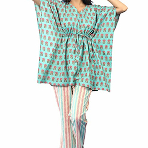 Caftan imprimé de créateur style unique pour femmes, tenue décontractée, haut bleu, pyjama, costume de nuit, robes pour dames, vêtements de plage pour filles - Product Image 1