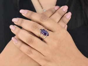 Tendance Multi Bande Améthyste Marquise Prong Bague Empilable 925 Argent Sterling Usine En Gros Bijoux En Vrac - Product Image 5