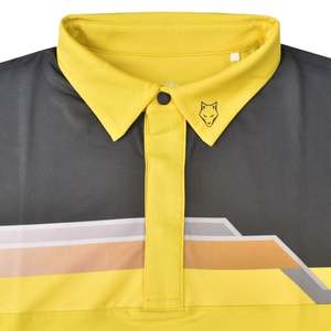 Chaqueta de Golf de Manga Corta Tejida y Transpirable Handee, Dorada con Rayas Negras y Marrón Tierra, Ropa de Golf Elegante y con Estilo - Product Image 4