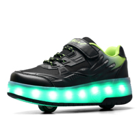 Chaussures à roulettes LED de mode d'extérieur pour enfants, chaussures à roulettes rétractables à 2 roues