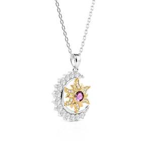 Collier personnalisé Jeulia Soleil Lune Étoiles Pierre de naissance en acier inoxydable plaqué or - Product Image 2