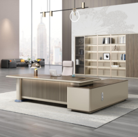Bureau de direction de luxe moderne style flûte en forme de L pour gestionnaire PDG patron table d'ordinateur pour personnel