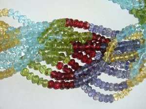 Natural piedra precio al por mayor Multi 5 mano rondelle piedras preciosas 3,5-4mm de tamaño longitud 13 "Fabricación de la joyería - Product Image 3