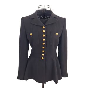 C'est une veste Love Shack Fancy Theda en laine mélangée noire - Product Image 1