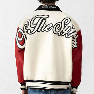 แจ็กเก็ตหนัง PU สำหรับผู้ชายปรับแต่งได้เสื้อโค้ทบอมเบอร์พิมพ์ลายตัวอักษรแนวสตรีทสองชั้นสำหรับฤดูใบไม้ผลิ - Product Image 2