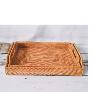 Bandeja de Mimbre Rectangular para Servir, Venta al por Mayor de Fábrica, para Comida, Desayuno, Café y Decoración - Product Image 4